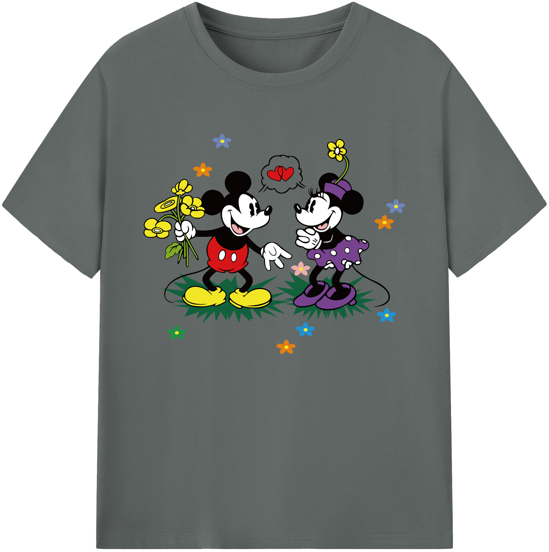 ミッキーマウス Mickey Mouse 綿100％ メンズ半袖Tシャツ｜肌触りやわらか＆通気性